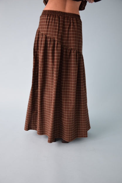 Falda Beth Cuadros Marrón