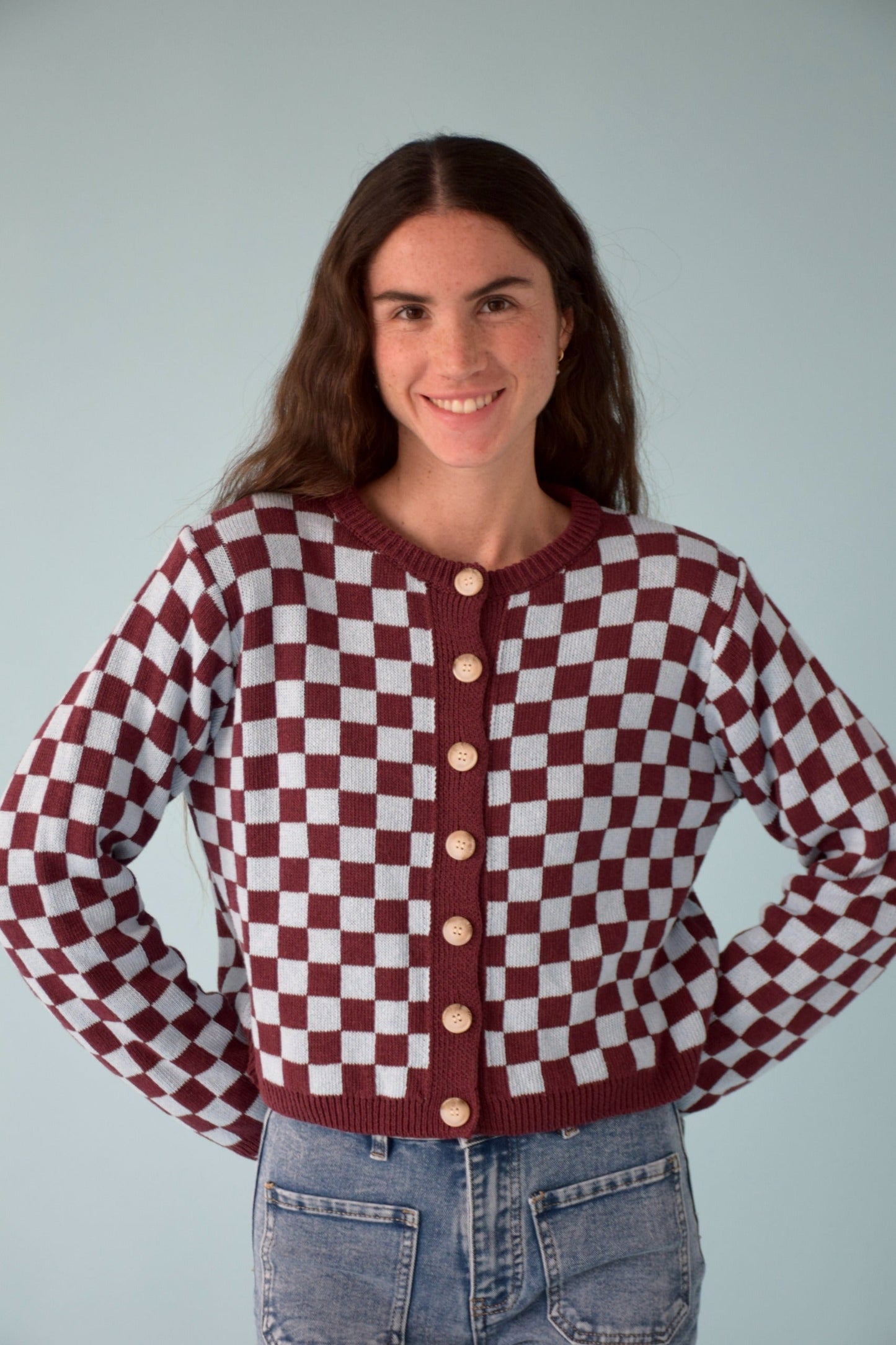 Martina Burgundy and Celeste cardigan