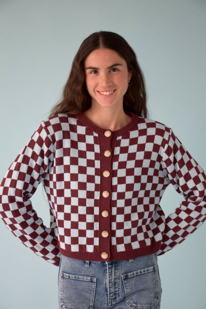 Martina Burgundy and Celeste cardigan