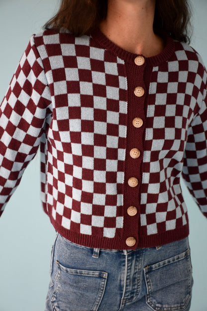 Martina Burgundy and Celeste cardigan