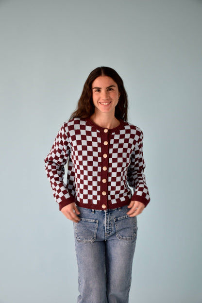 Martina Burgundy and Celeste cardigan