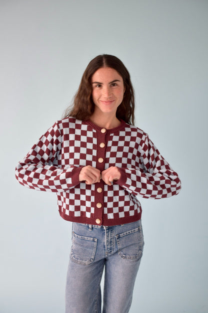 Martina Burgundy and Celeste cardigan