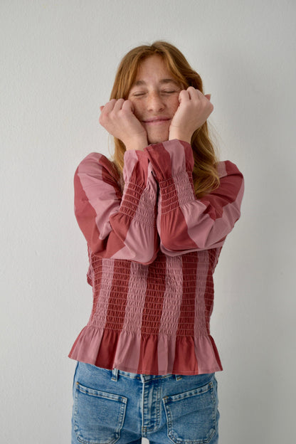 Burgundy Striped Chia Blouse