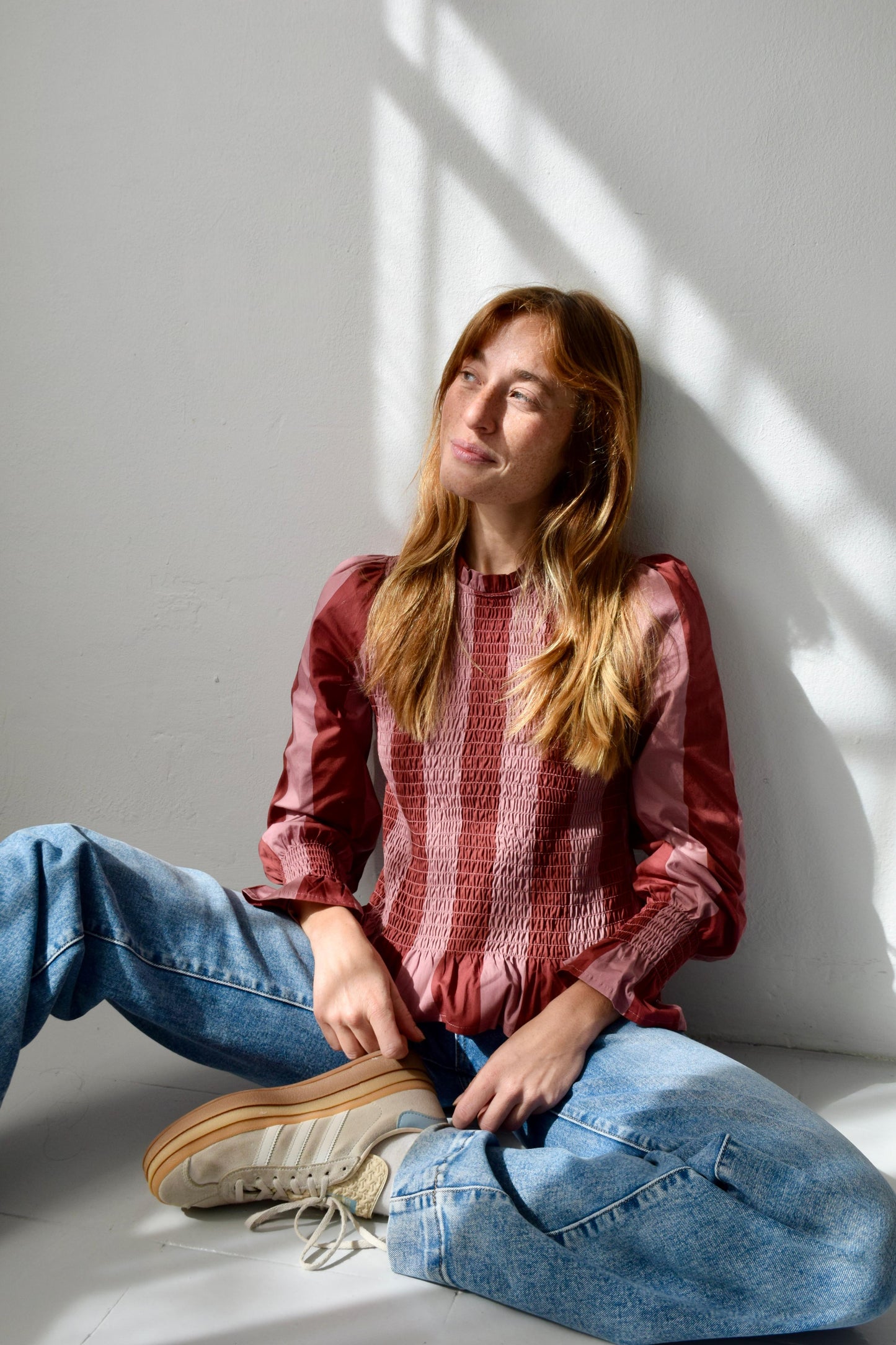 Burgundy Striped Chia Blouse