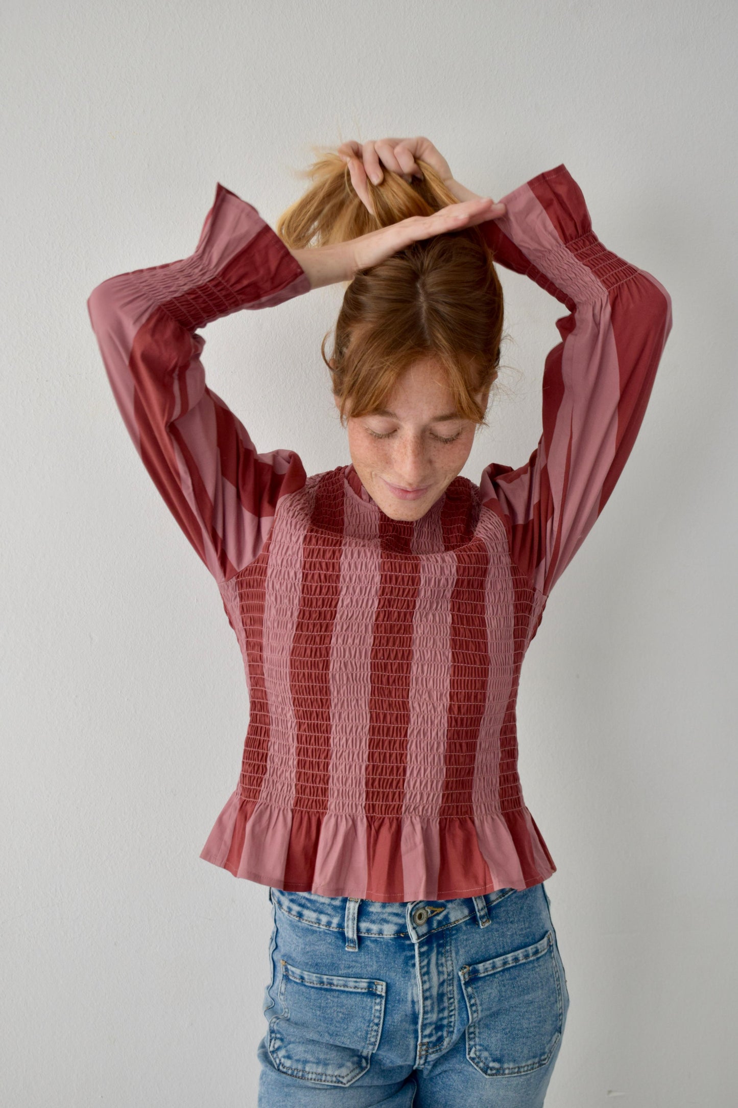 Burgundy Striped Chia Blouse