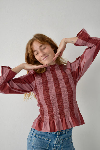 Burgundy Striped Chia Blouse