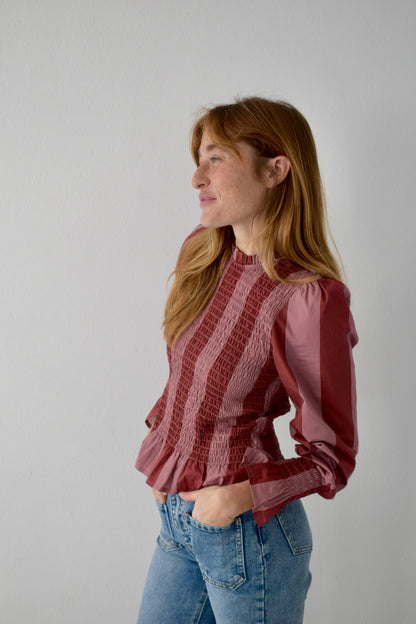 Burgundy Striped Chia Blouse