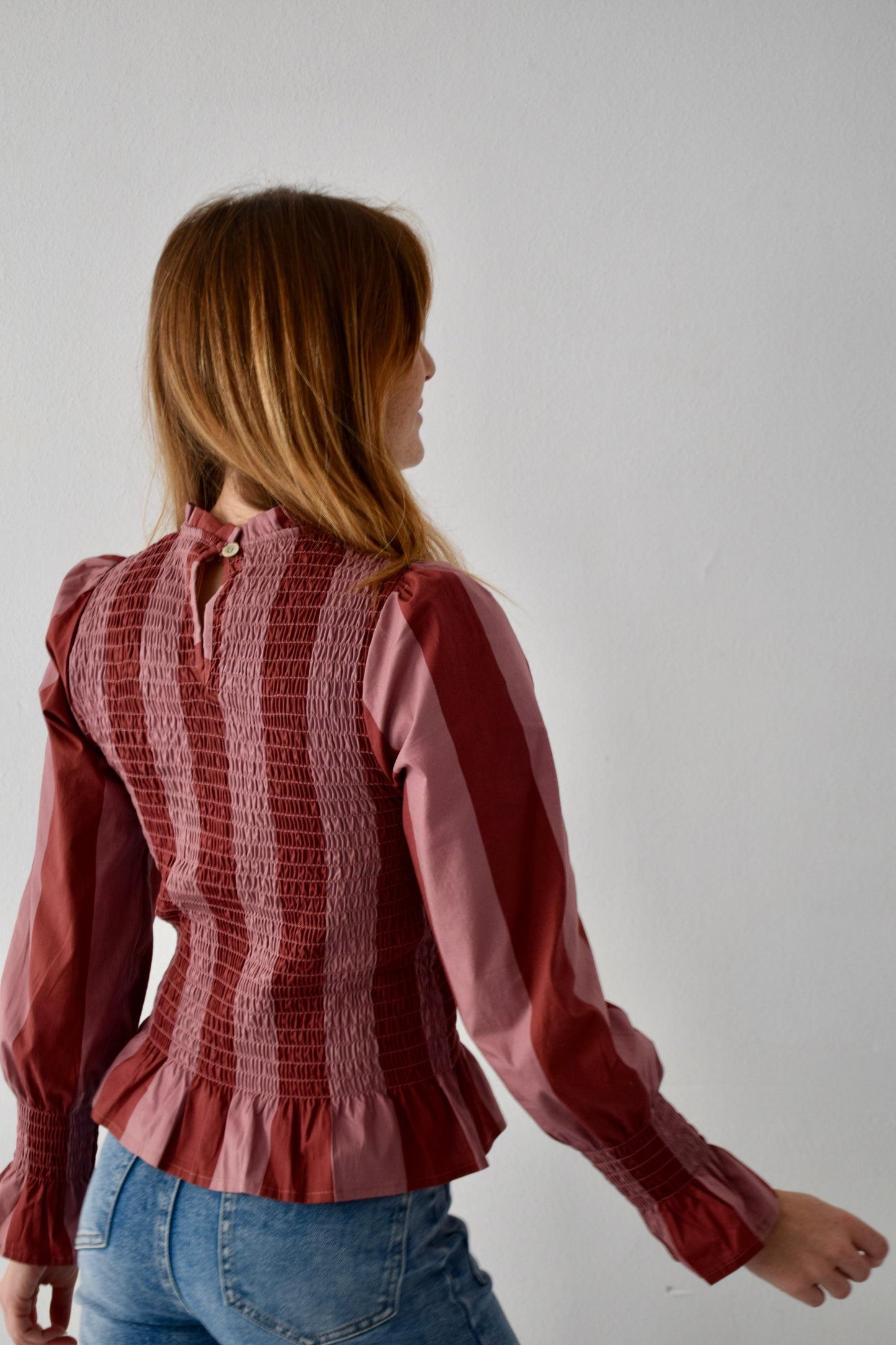 Burgundy Striped Chia Blouse