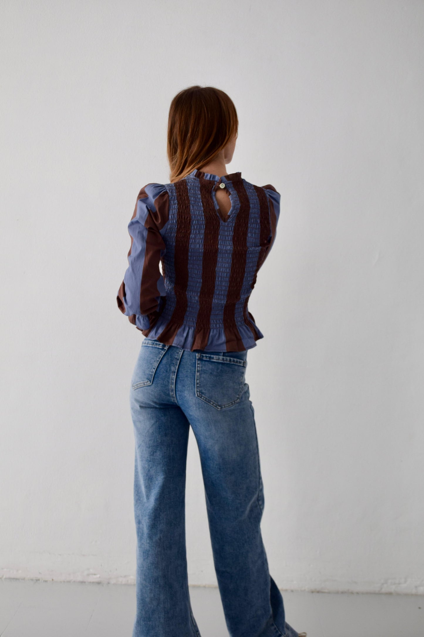 Chía Blouse Brown and Navy Blue Stripes