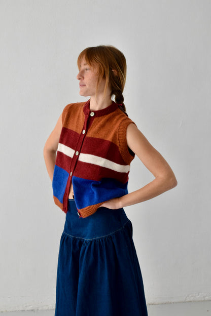 Emilia Blue and Terracotta Vest