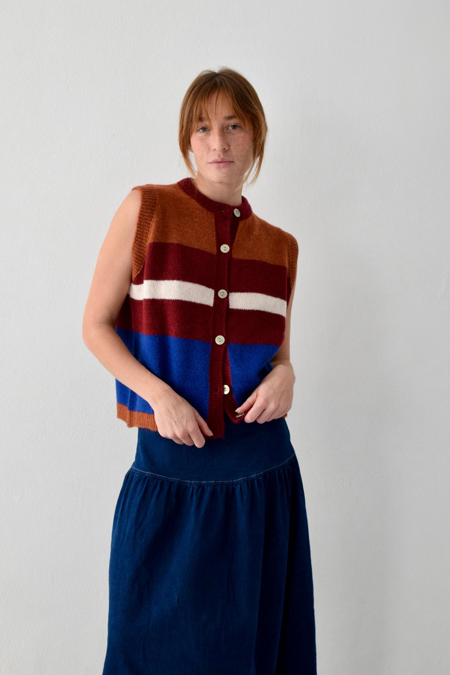 Emilia Blue and Terracotta Vest