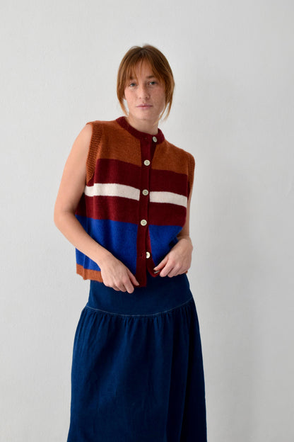 Emilia Blue and Terracotta Vest