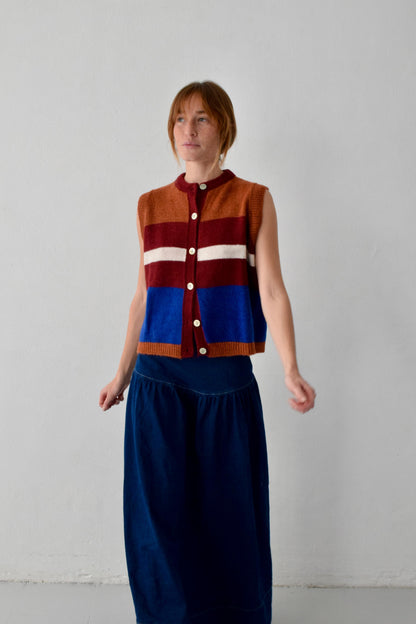 Emilia Blue and Terracotta Vest