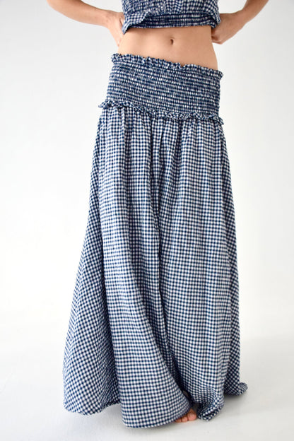 Lea Navy Gingham Skirt