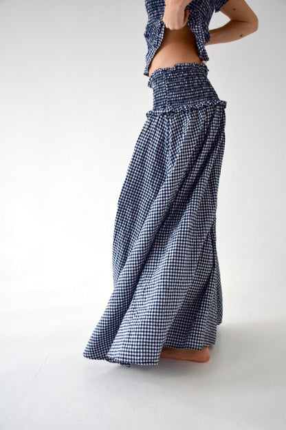 Lea Navy Gingham Skirt