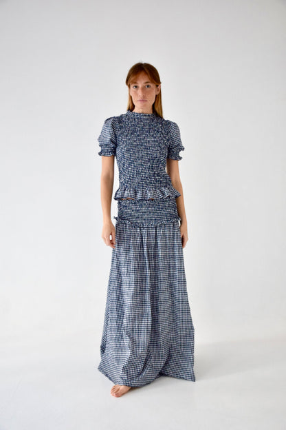 Lea Navy Gingham Skirt