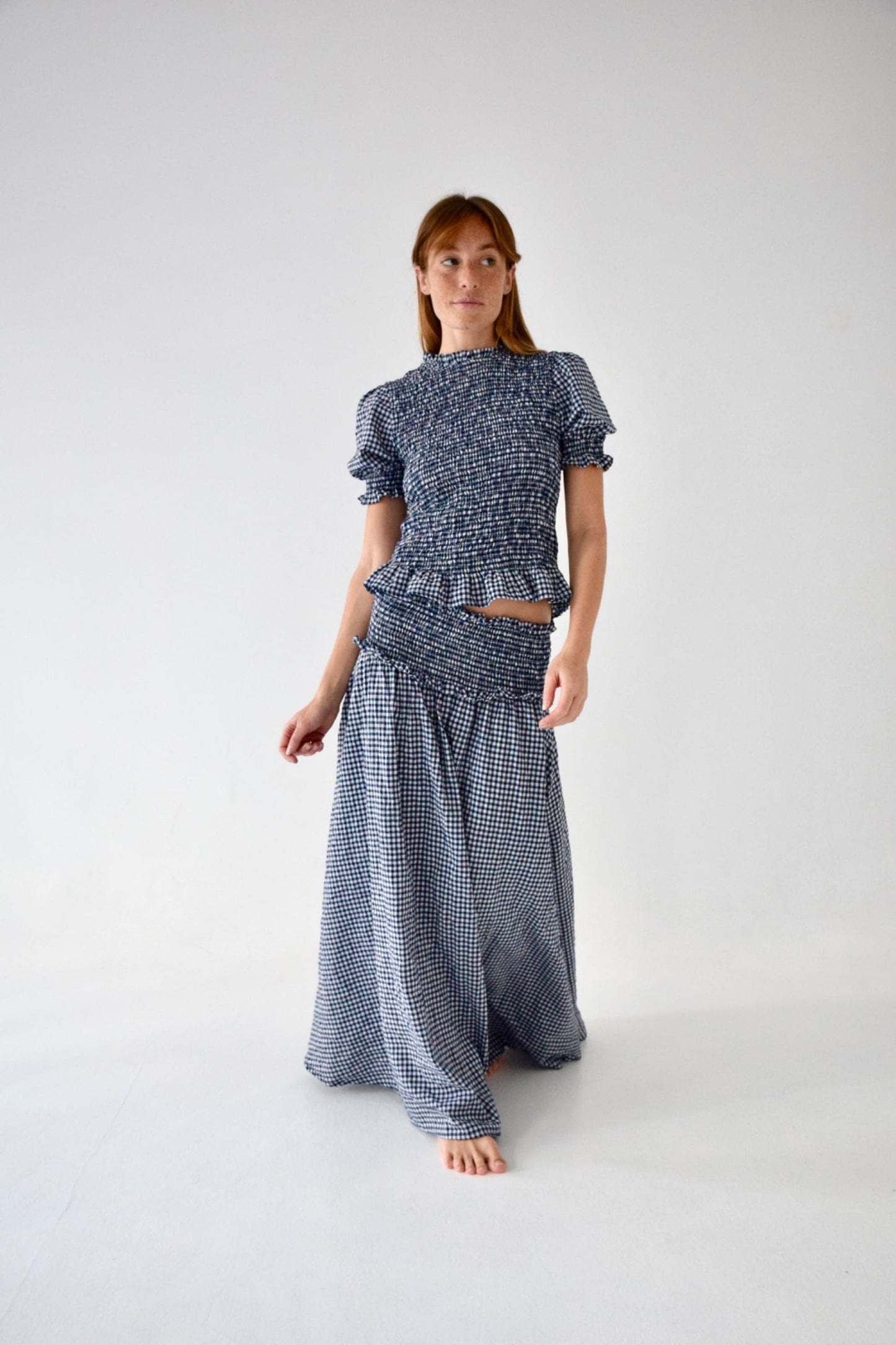 Lea Navy Gingham Skirt