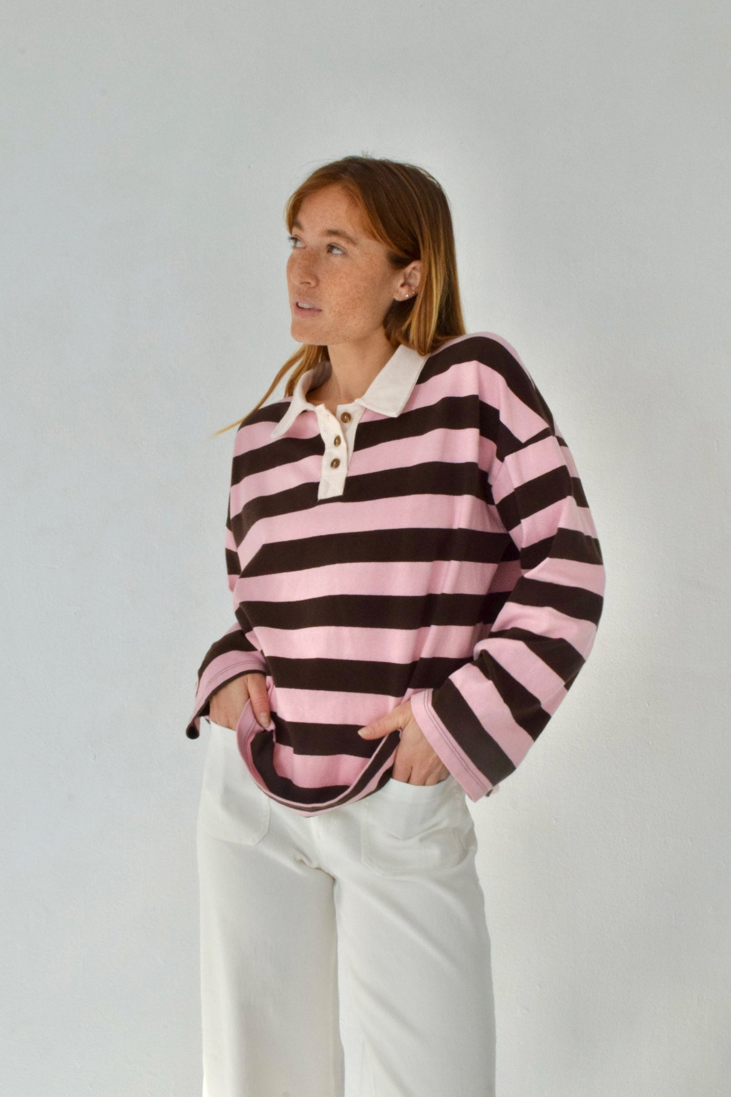 Polera Filipa Marrón y Rosa