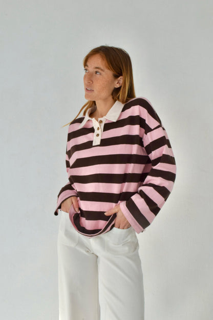 Polera Filipa Marrón y Rosa