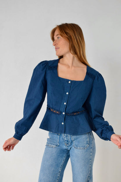 Roma Navy Blouse