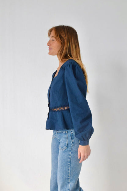 Roma Navy Blouse