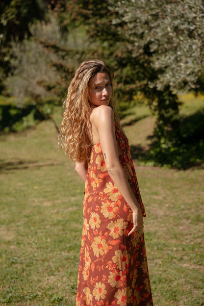 Brown Sara Flowers Dress