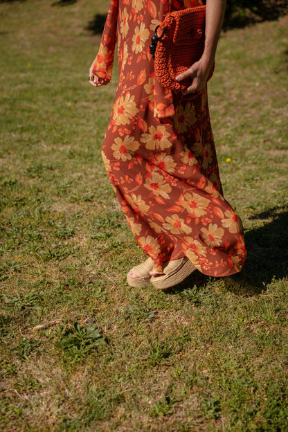 Brown Sara Flowers Dress