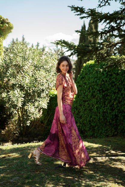 Jimena Reversible Magenta and Ochre Skirt