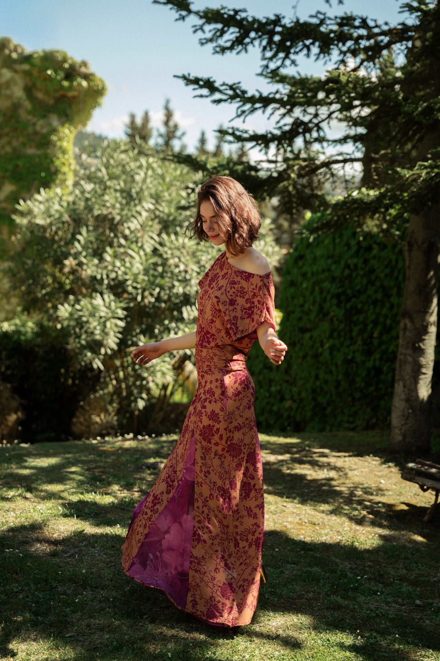 Jimena Reversible Magenta and Ochre Skirt