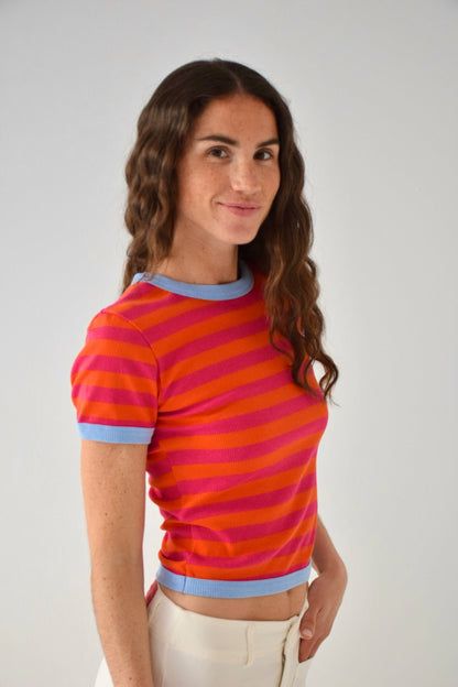 Orange and Fuchsia Tiara Top