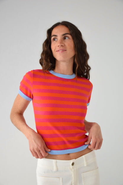 Orange and Fuchsia Tiara Top