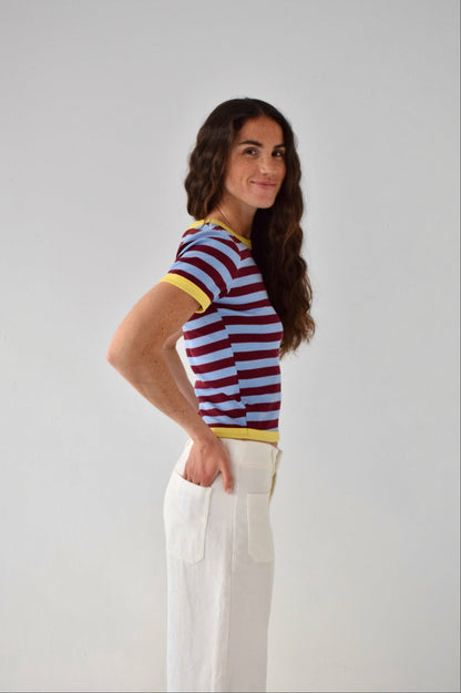 Tiara Top Burgundy and Celeste