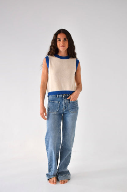 Top Laila Blanco y Azul