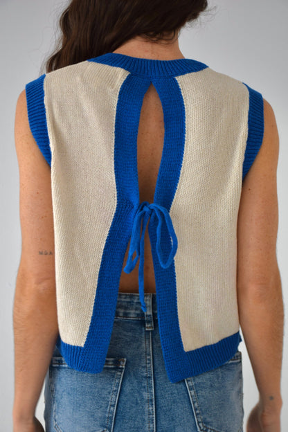 Top Laila Blanco y Azul