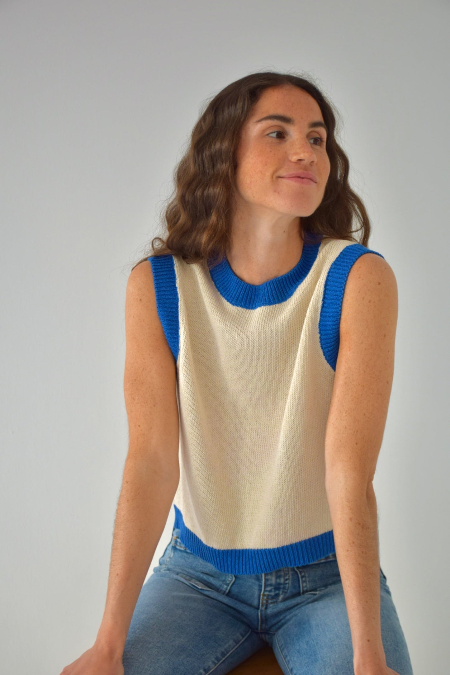 Top Laila Blanco y Azul