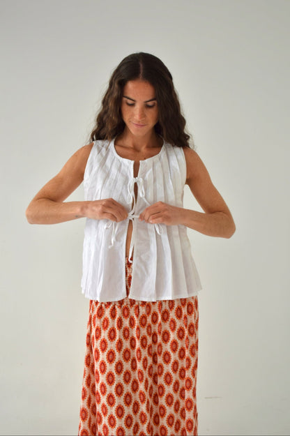 Gigi White Linen Top