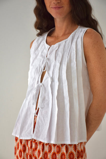 Gigi White Linen Top