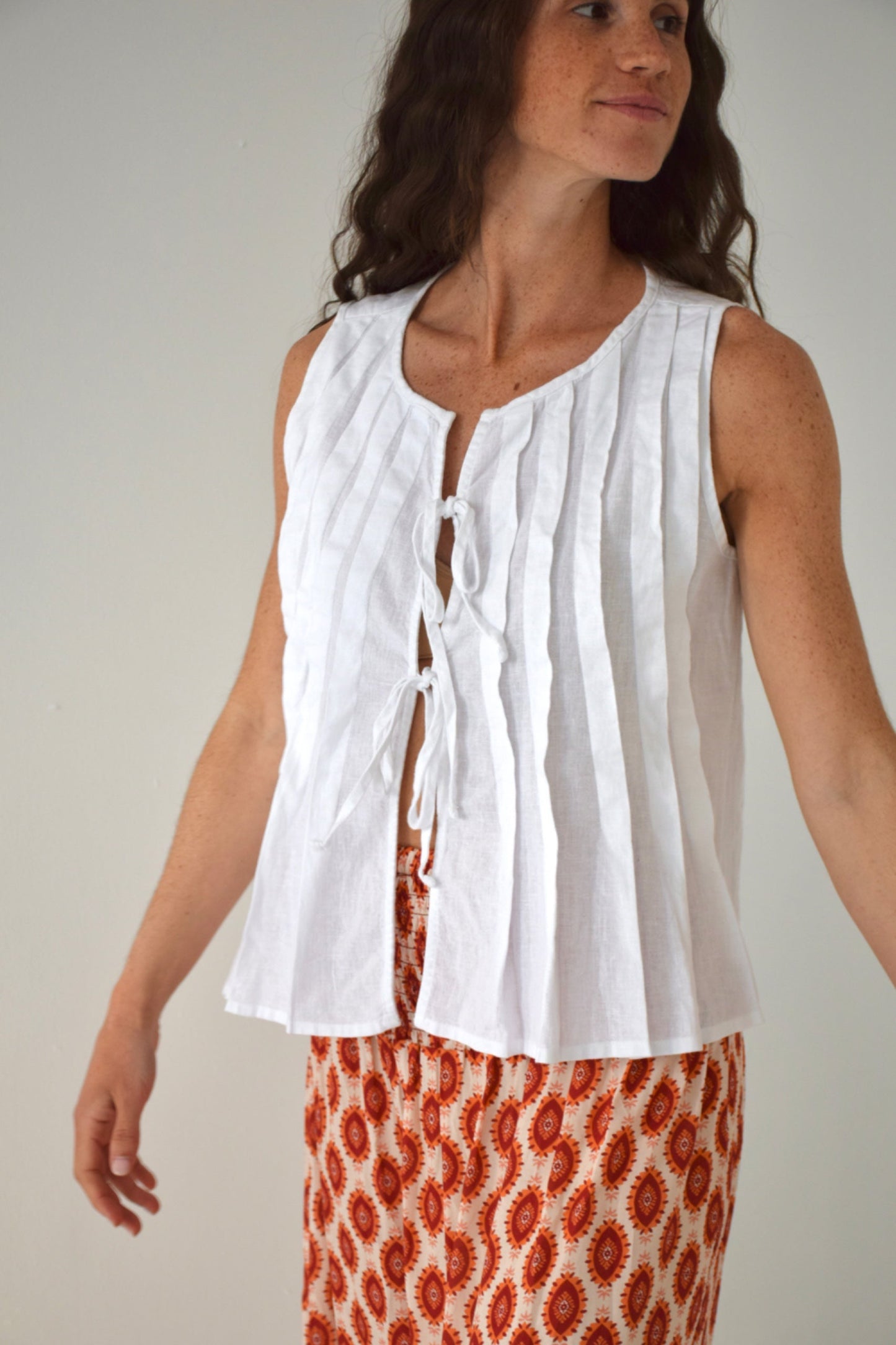 Gigi White Linen Top