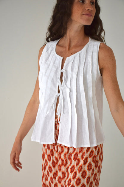 Gigi White Linen Top