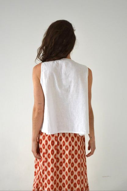Gigi White Linen Top