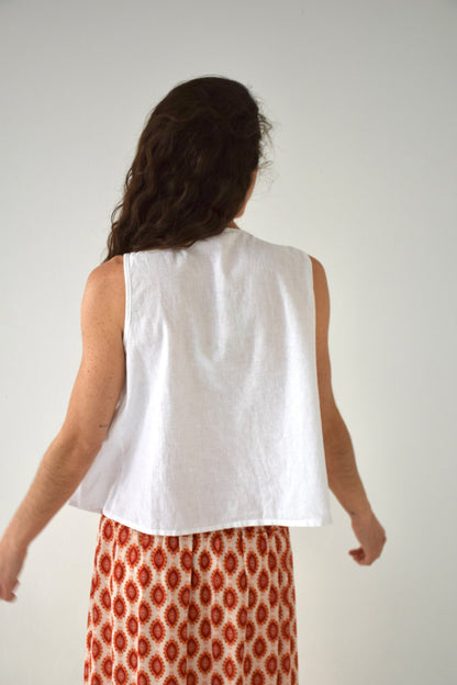 Gigi White Linen Top
