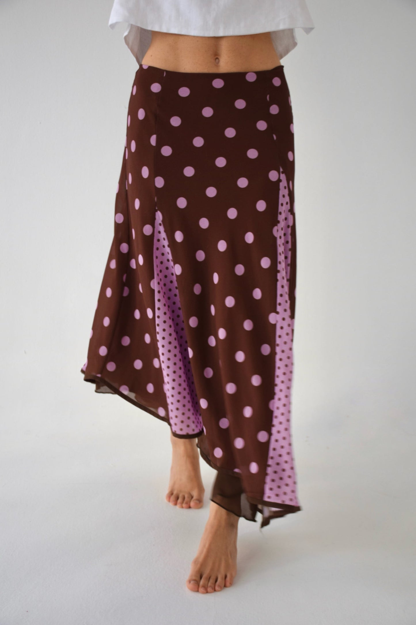 Jimena Brown and Pink Polka Dot Skirt
