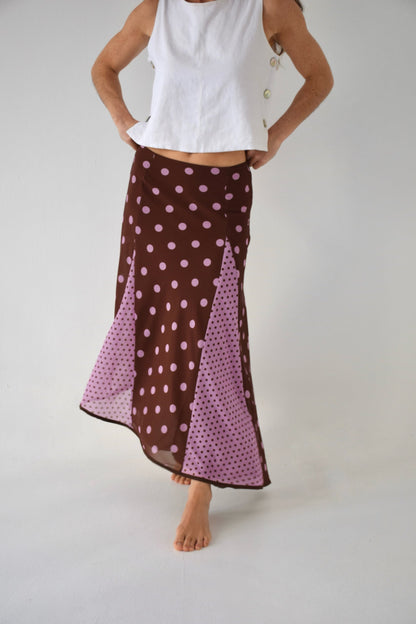 Jimena Brown and Pink Polka Dot Skirt