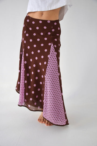 Jimena Brown and Pink Polka Dot Skirt