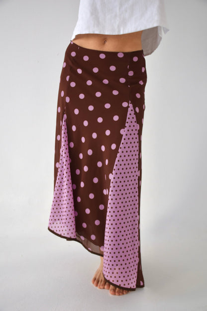 Jimena Brown and Pink Polka Dot Skirt