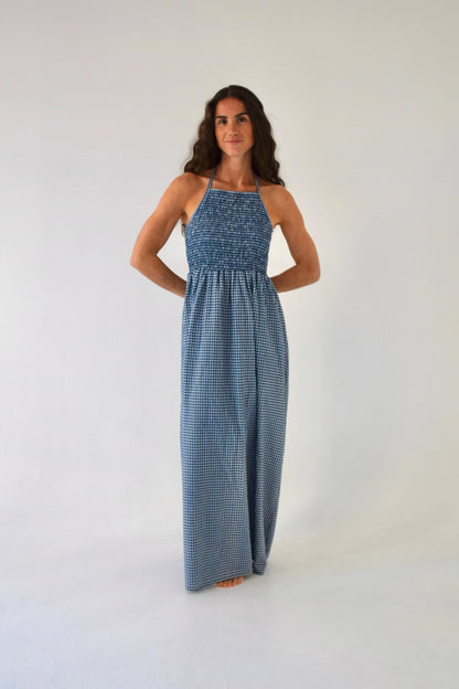 Gina Navy Gingham Dress