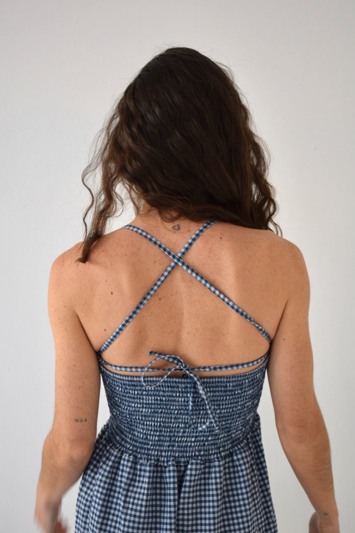 Gina Navy Gingham Dress
