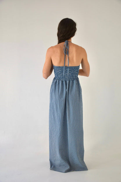 Gina Navy Gingham Dress