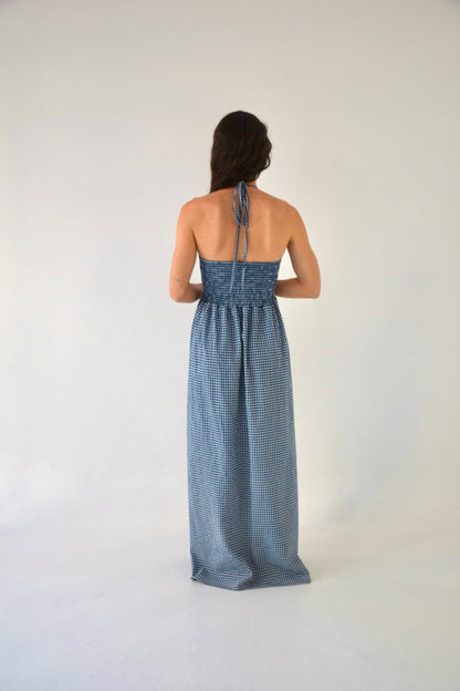 Gina Navy Gingham Dress