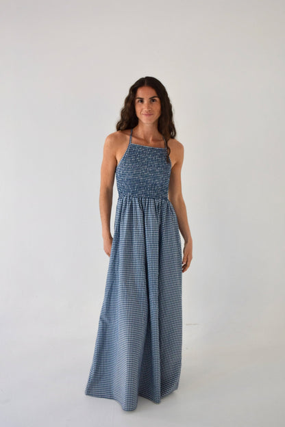 Gina Navy Gingham Dress